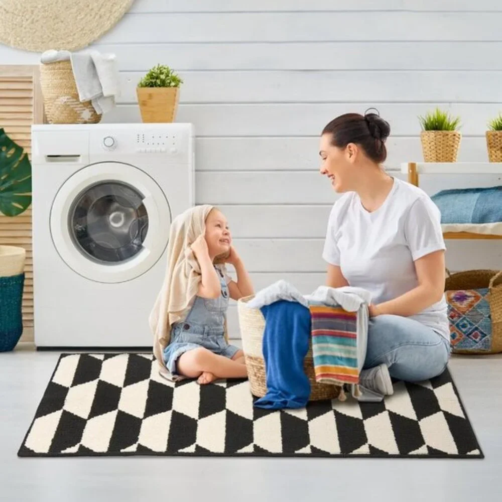 New Black Non-Slip Kitchen Mat, 47x17.7In Washable Stain-Resistant Rug for Floor